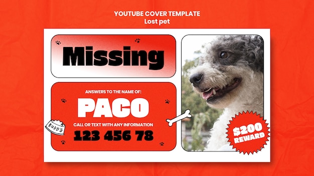 Free PSD lost pet  youtube cover template