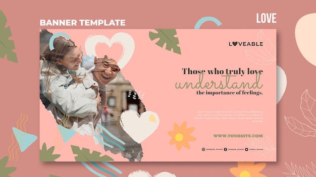 Free PSD love banner template with photo