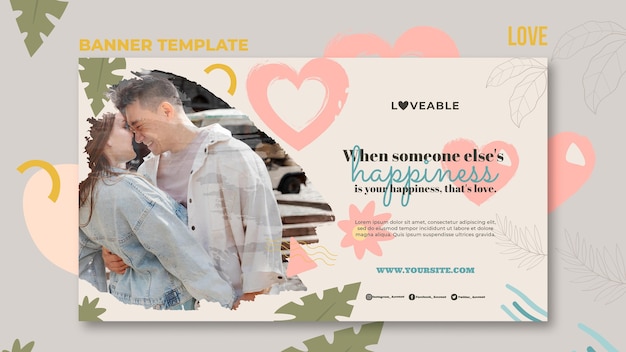 Free PSD love banner template with photo