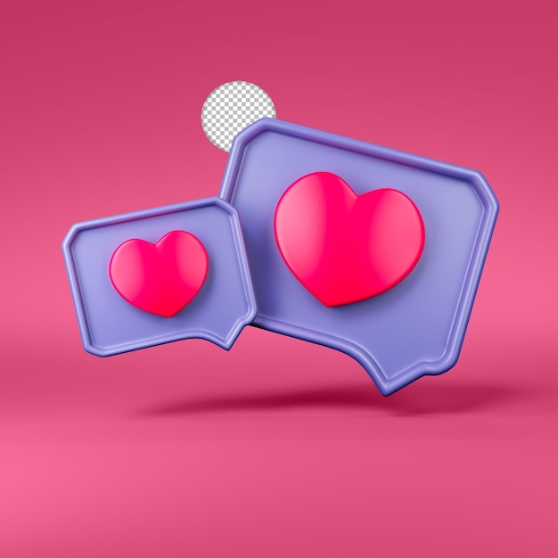 Love chat message notification icon Isolated 3d render Illustration