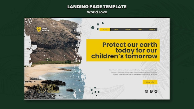 Love earth concept landing page template