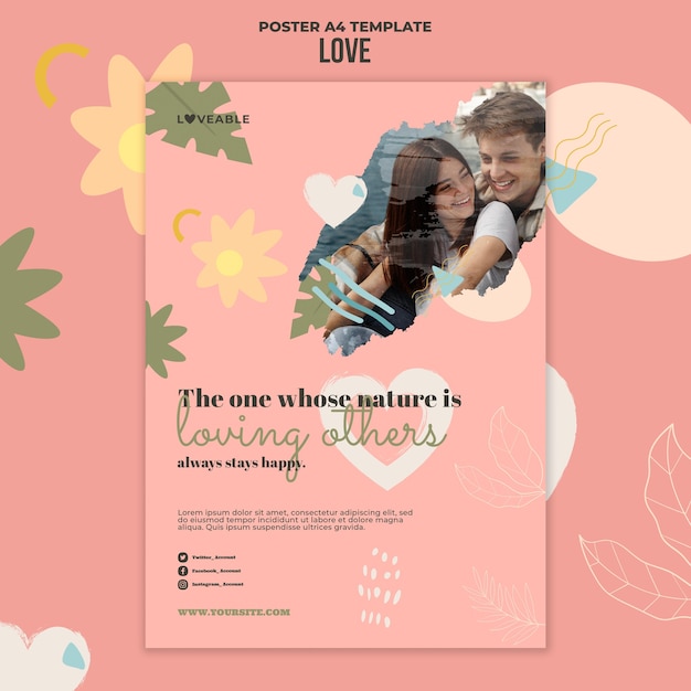 Free PSD love print template with photo