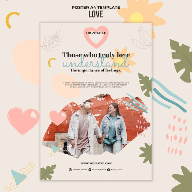 Free PSD love print template with photo