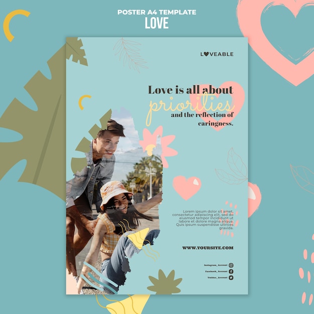 Free PSD love print template with photo