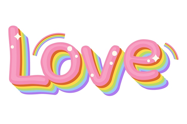 Free PSD love word illustrated