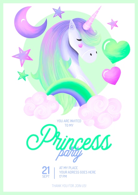 Free PSD lovely princess party invitation template