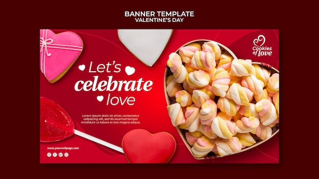 Free PSD lovely valentine's day banner template