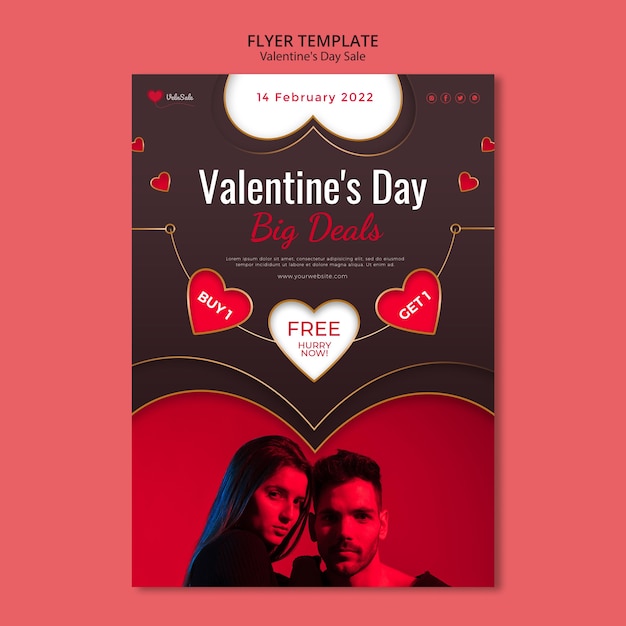 Free PSD lovely valentine's day flyer template