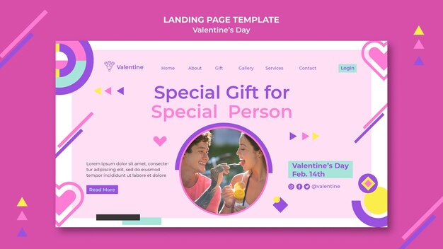 Lovely valentine's day landing page template