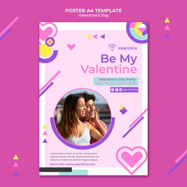 Lovely valentine's day vertical print template