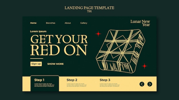 Free PSD lunar new year celebration landing page