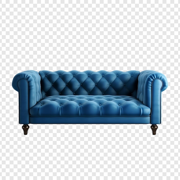 Free PSD luxury blue comfort sofa png isolated on transparent background