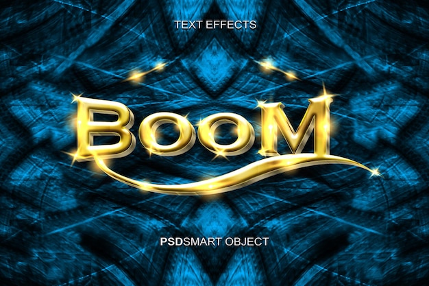 Free PSD luxury boom gold 3d text style mockup