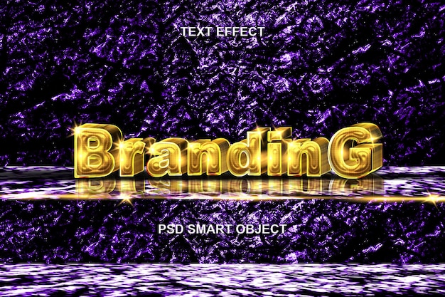 Free PSD luxury branding gold 3d text style mockup