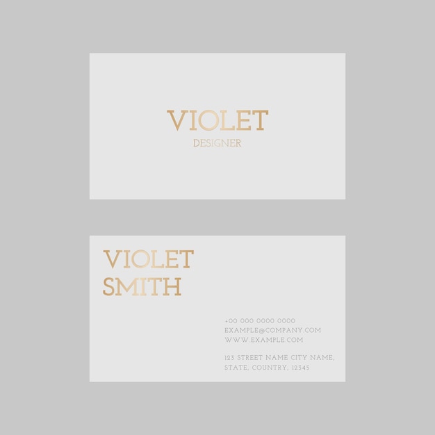 Luxury business card template psd in gold tone with front and rear view