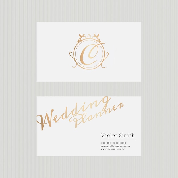 Free PSD luxury business card template psd in gold tone with front and rear view