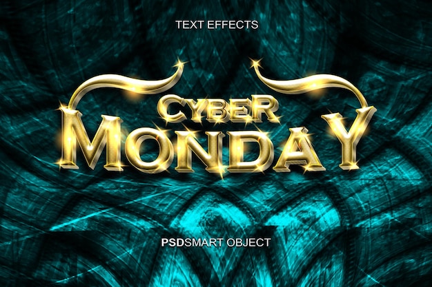 Luxury cyber monday gold 3D text style mockup