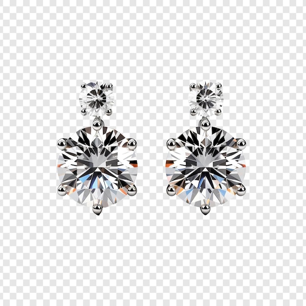 Luxury diamond earrings png isolated on transparent background