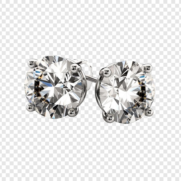 Free PSD luxury diamond earrings png isolated on transparent background