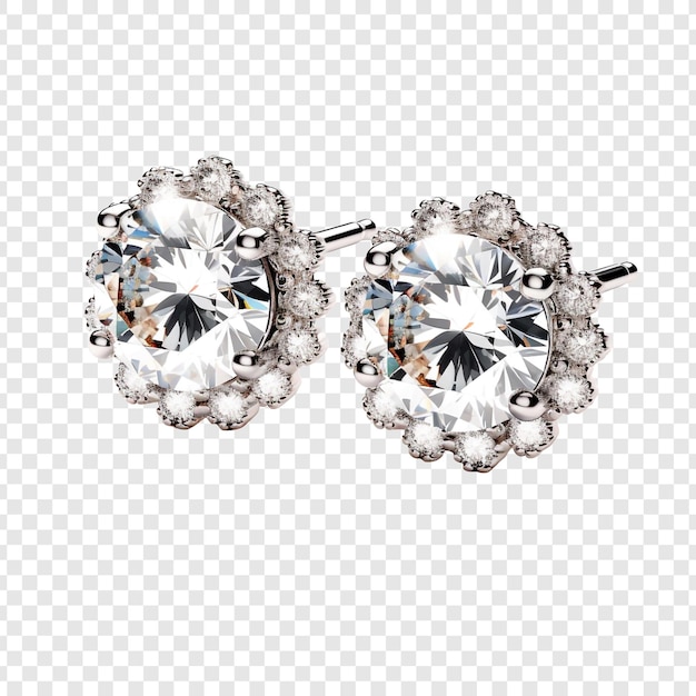 Free PSD luxury diamond earrings png isolated on transparent background