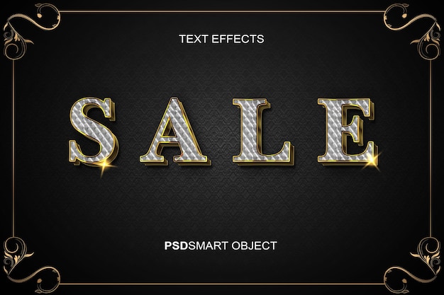 Free PSD luxury editable text effect sale gold 3d text style