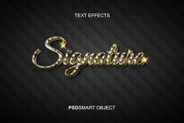 Free PSD luxury editable text effect signature gold 3d text style