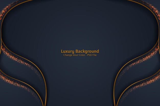 Free PSD luxury gold sparkle background on dark blue background