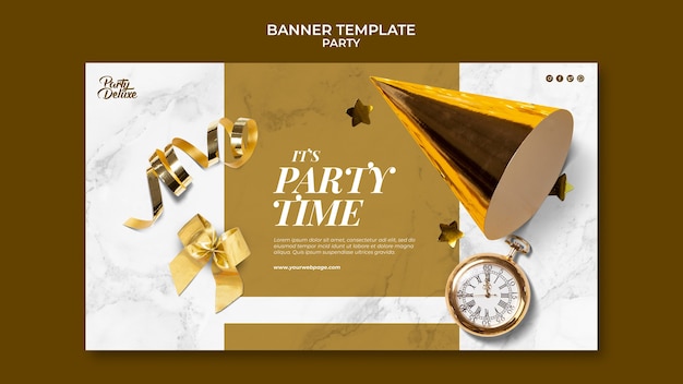 Luxury golden party horizontal banner