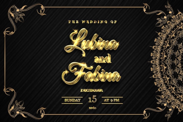 Free PSD luxury hand drawn golden floral save the date wedding invitation card template mockup