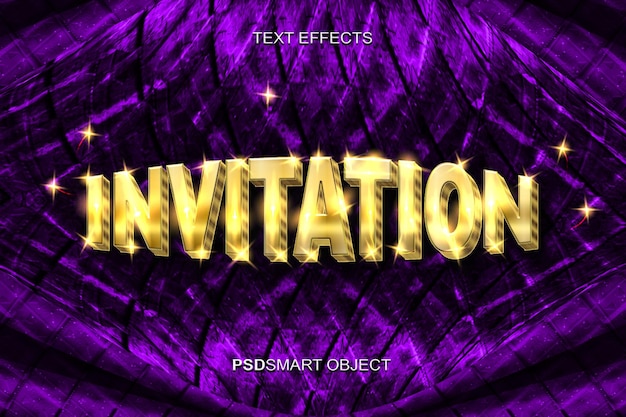 Luxury invitation gold 3D text style mockup