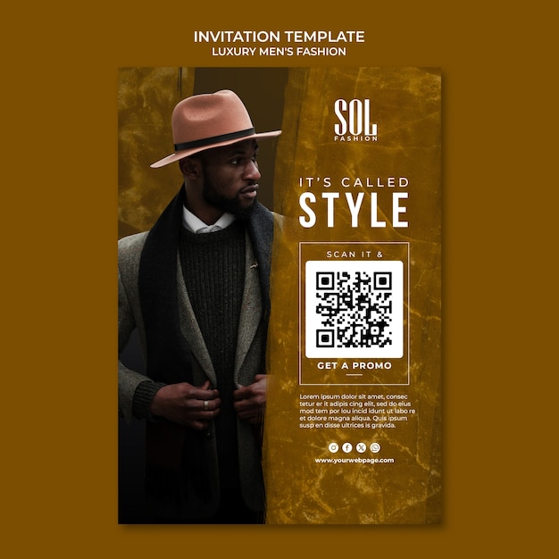 Free PSD luxury men's fashion invitation template