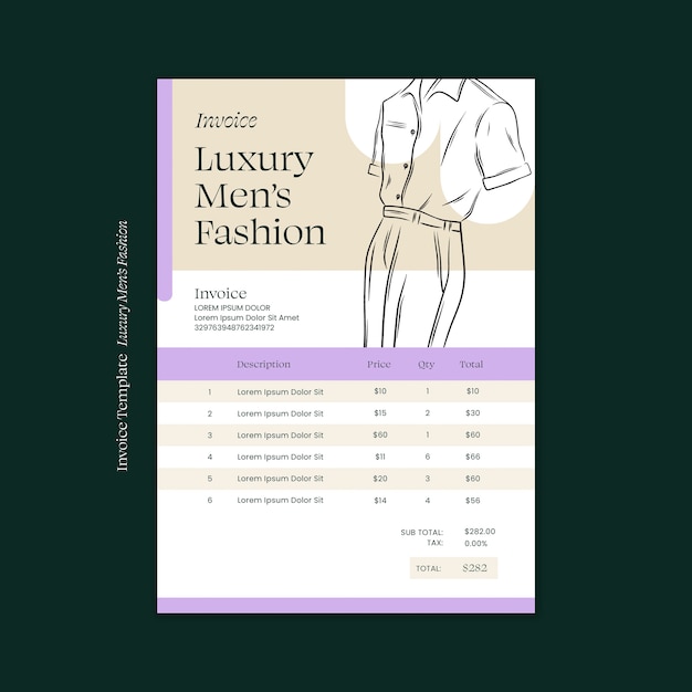 Free PSD luxury men's fashion invoice template