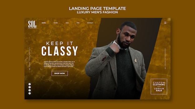 Free PSD luxury men's fashion landing page