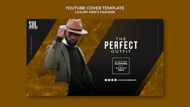 Free PSD luxury men's fashion youtube cover template