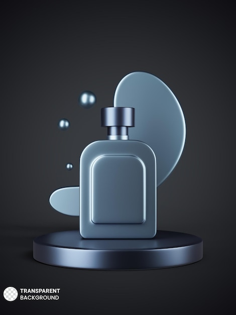 Free PSD luxury perfume spray bottle on round podium stage