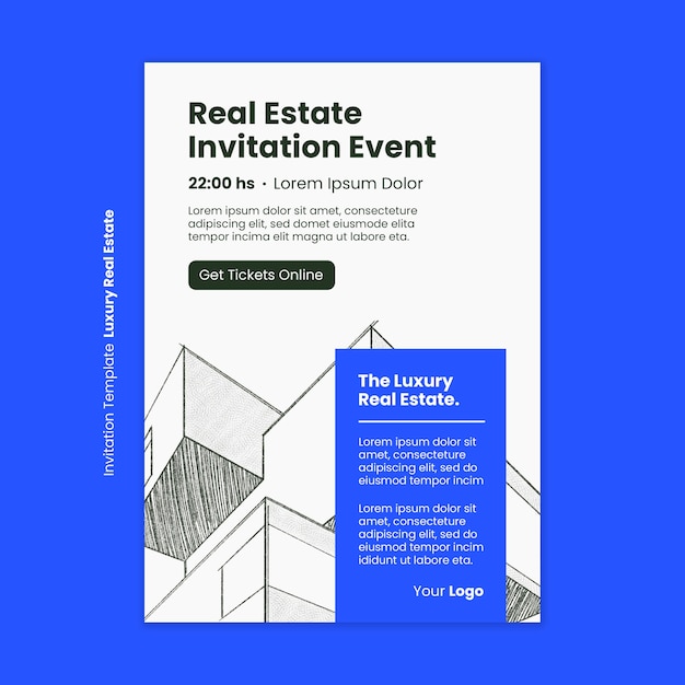 Free PSD luxury real estate invitation template