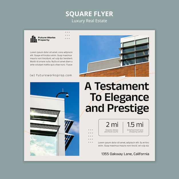 Free PSD luxury real estate square flyer template