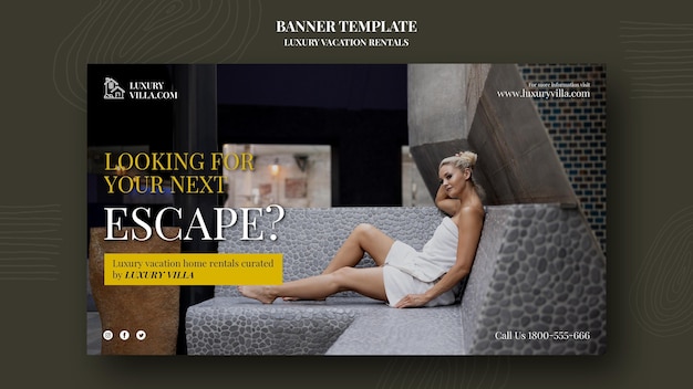 Free PSD luxury vacation rentals banner template