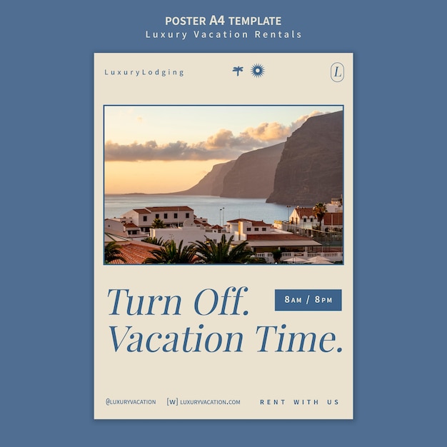 Free PSD luxury vacation rentals poster design template