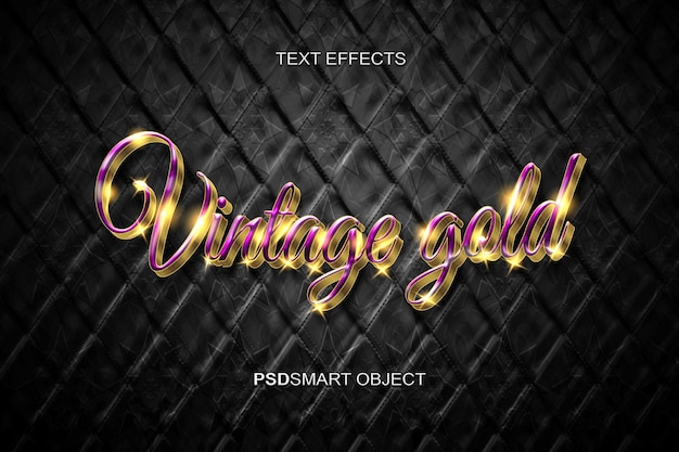 Luxury vintage gold 3D text style mockup