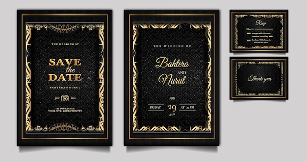 Free PSD luxury wedding elegant floral invitation card