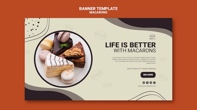 Free PSD macarons banner template design