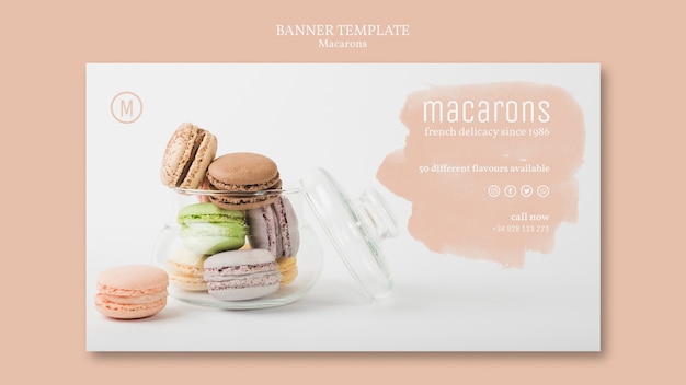 Free PSD macarons banner template