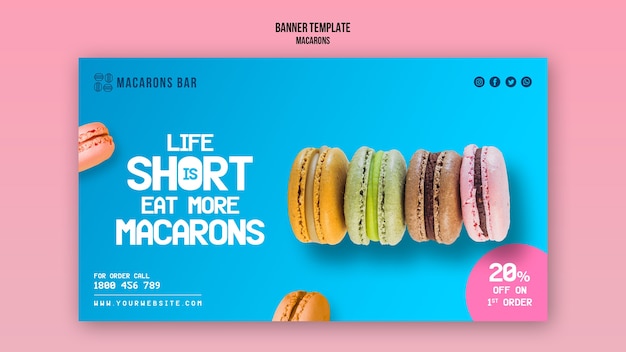 Free PSD macarons banner template