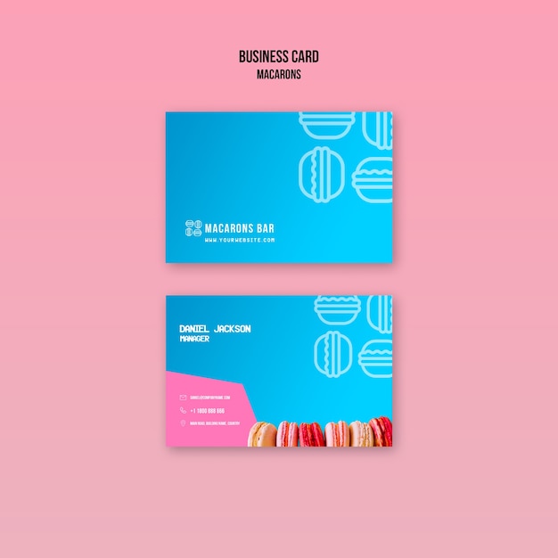 Free PSD macarons business card template concept