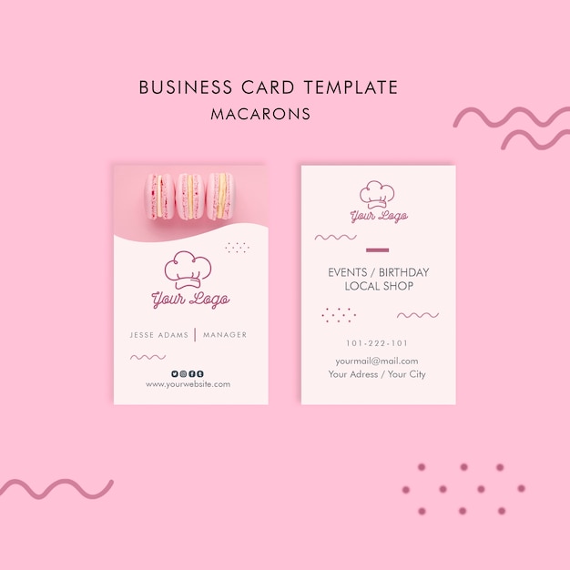 Free PSD macarons business card template concept