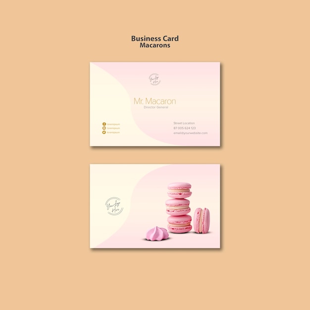 Free PSD macarons business card template design