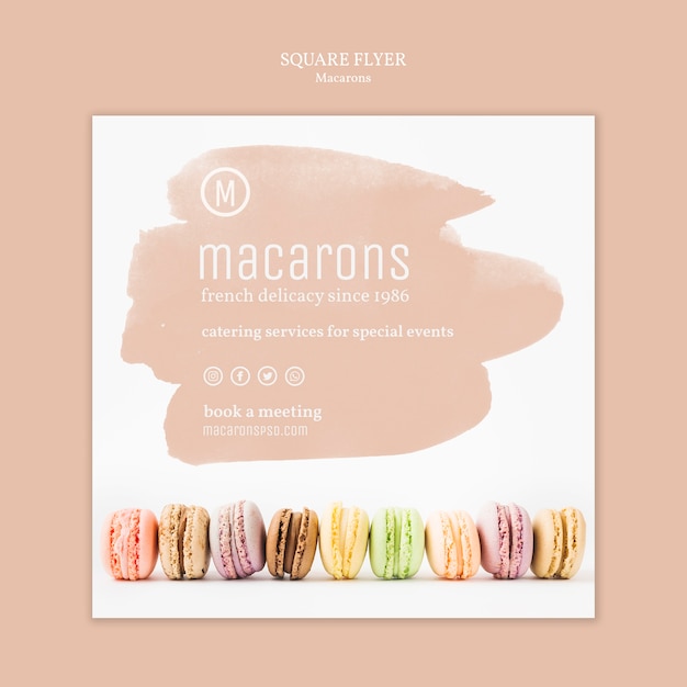 Free PSD macarons flyer template theme