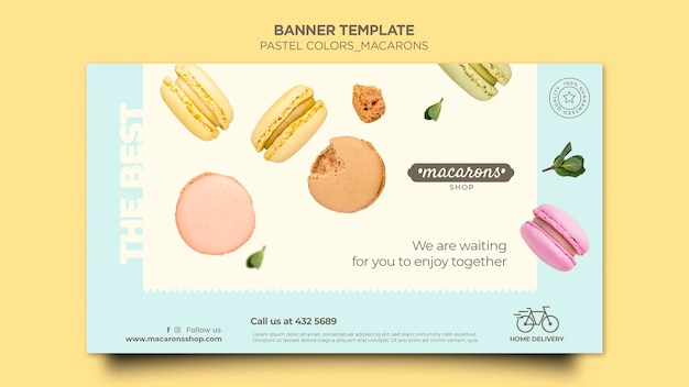 Free PSD macarons shop banner template