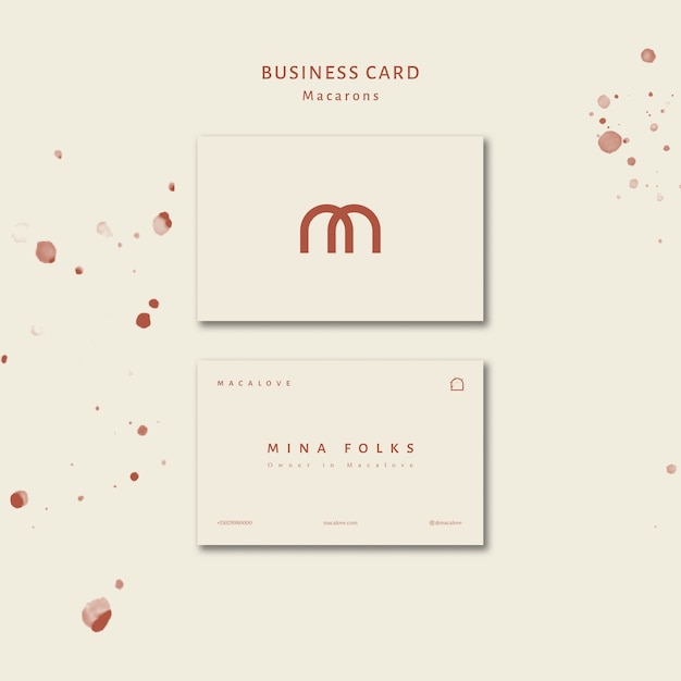 Free PSD macarons shop business card template set